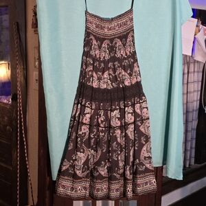 Marianne Sleeveless Dress Paisley Brown Sun Dress Size Large EUC